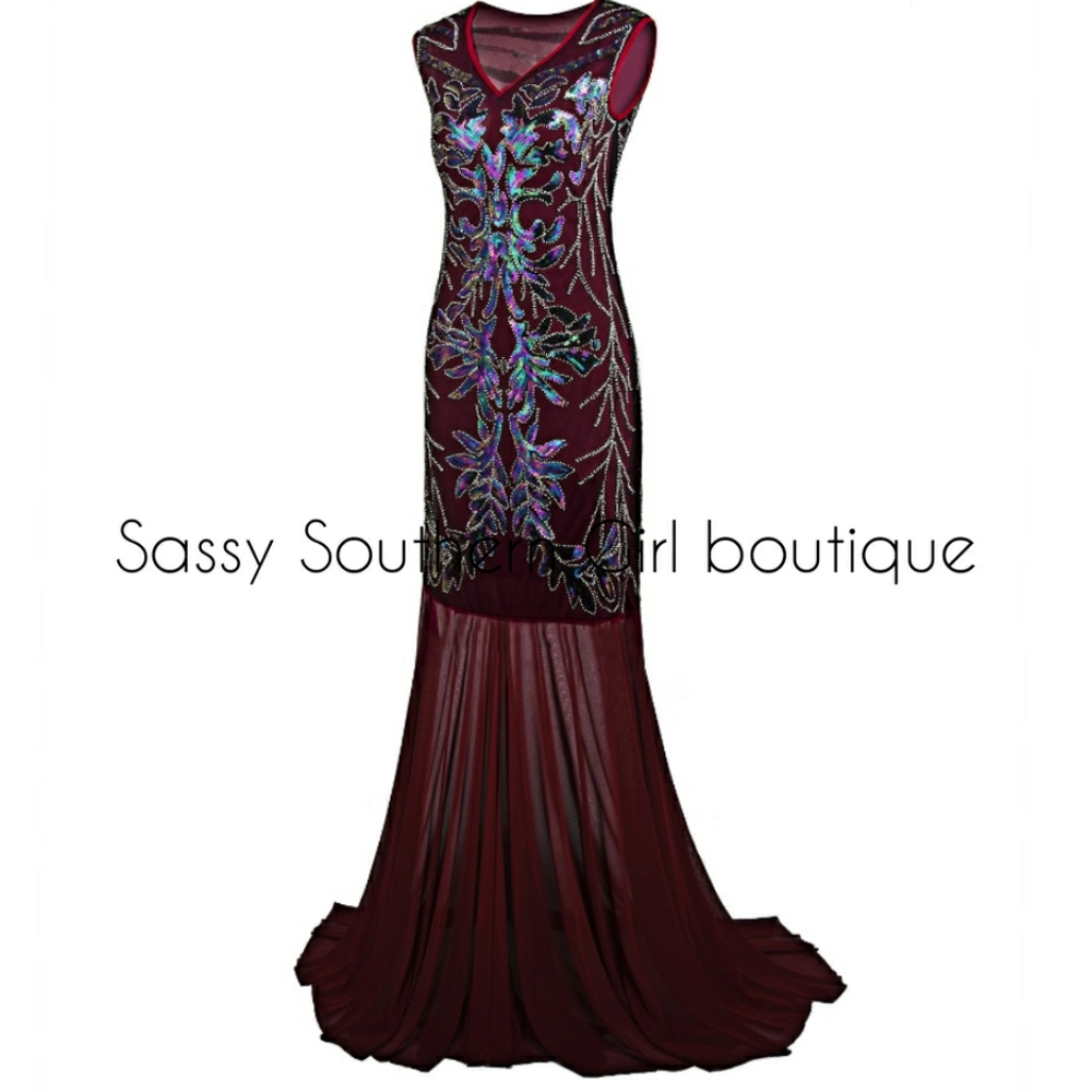 ⭐🆕Wine red sequin maxi formal dress